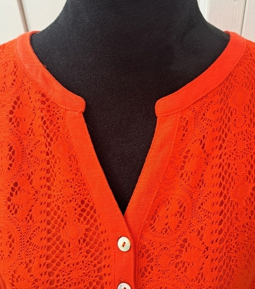 Style & Co Cherry Ted Crocheted Tunic With Tab Sleeves    Size XL - Picture 3 of 9